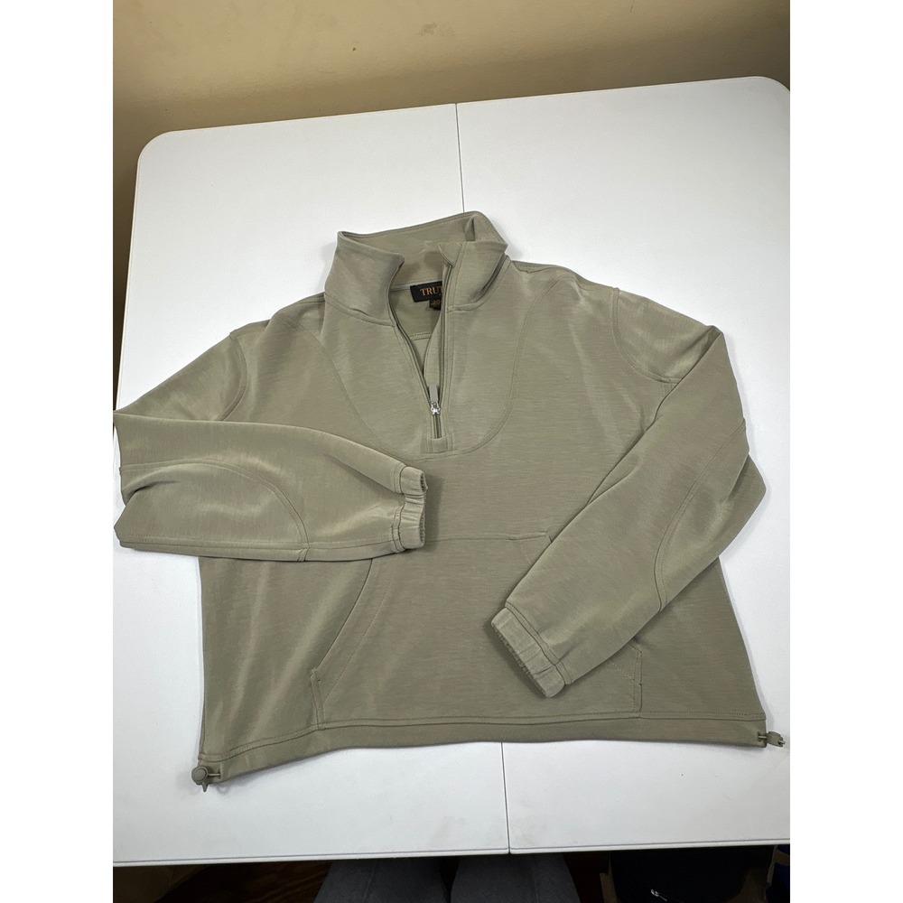 Truth by Republic Womens Quarter Zip Pullover Sage Green Modal Blend Large